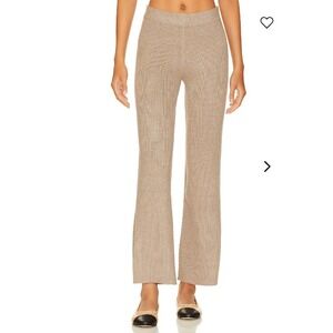 NEW 525 America Gabby Ribbed Knit Wide Leg Pants Small Cashew Revolve